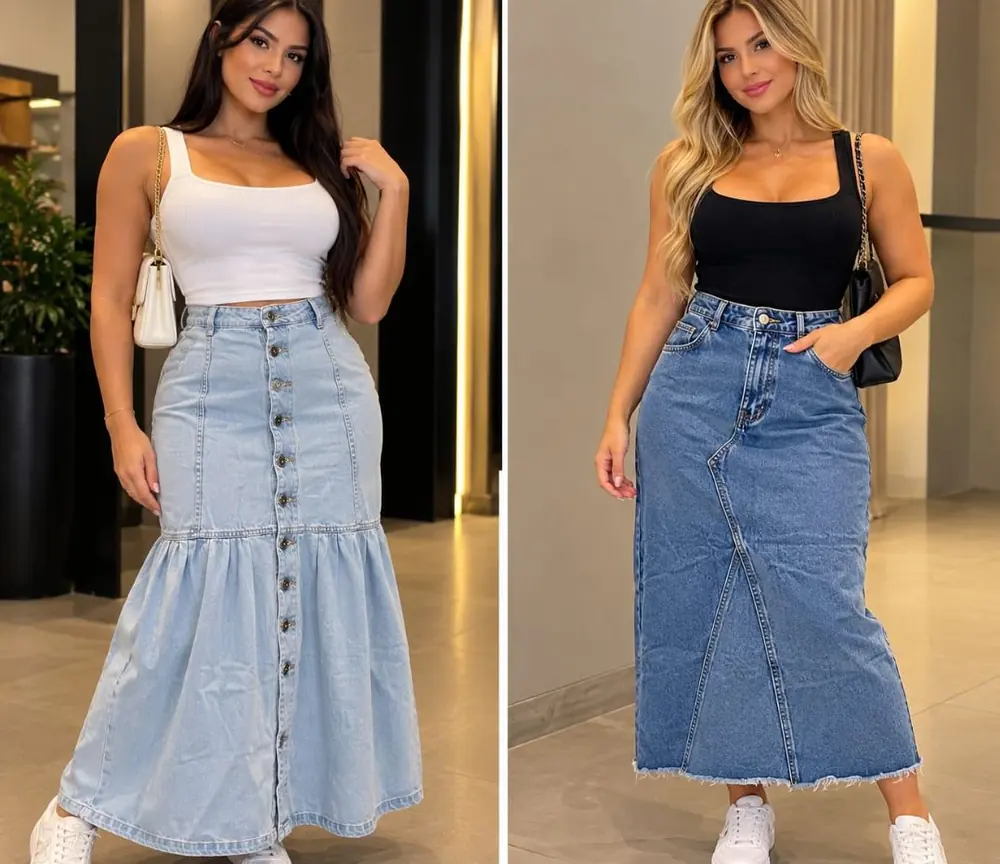 Duas saias jeans longas